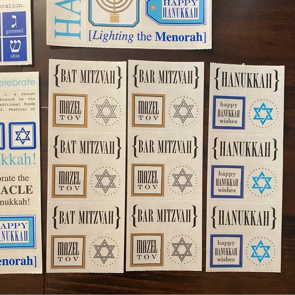 NEW *Lot of 8* SRM STICKERS HANUKKAH Themed Clear Sentiments